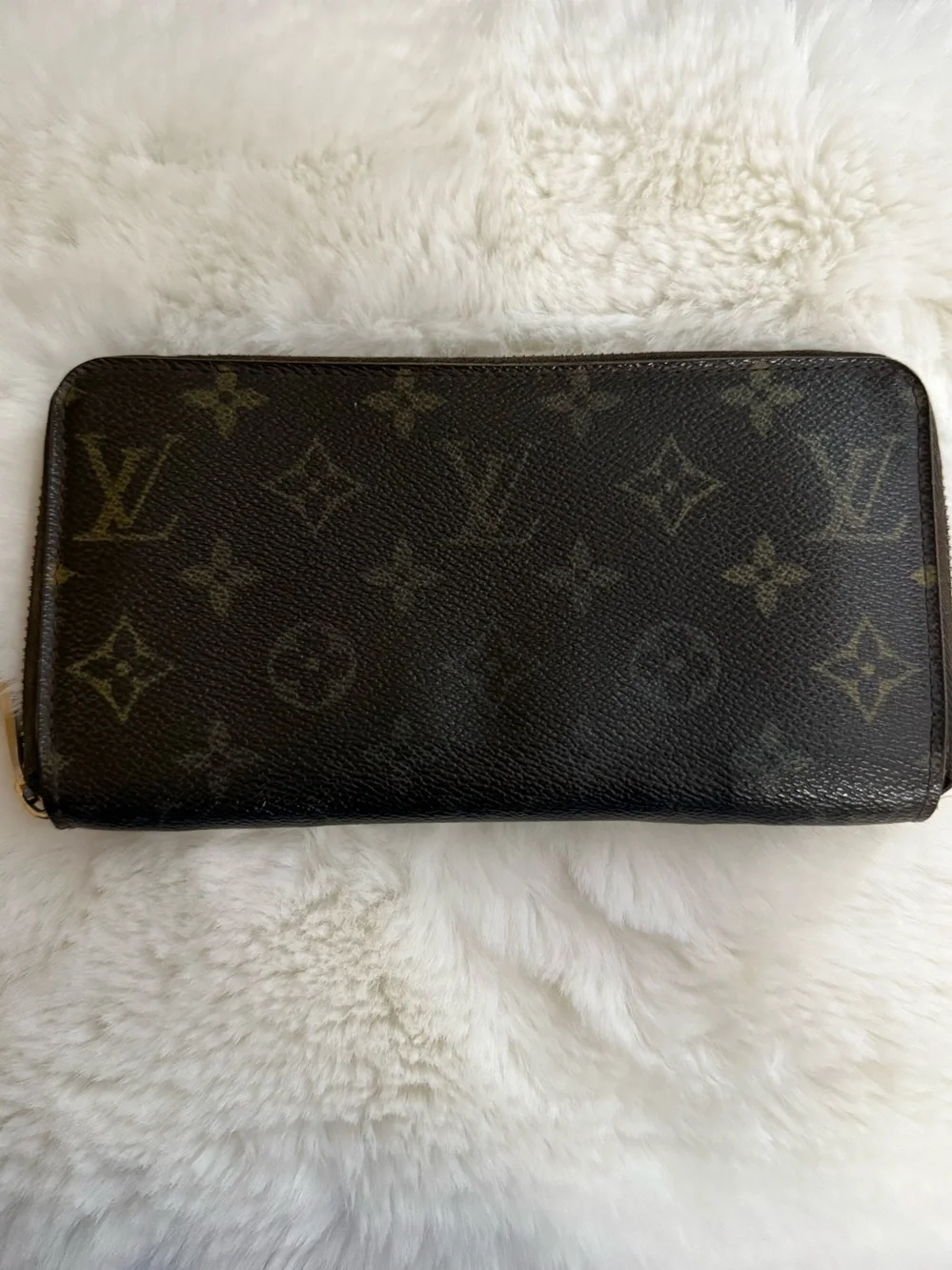 Louis Vuitton Monogram Zip Around Wallet in Brown and Gold